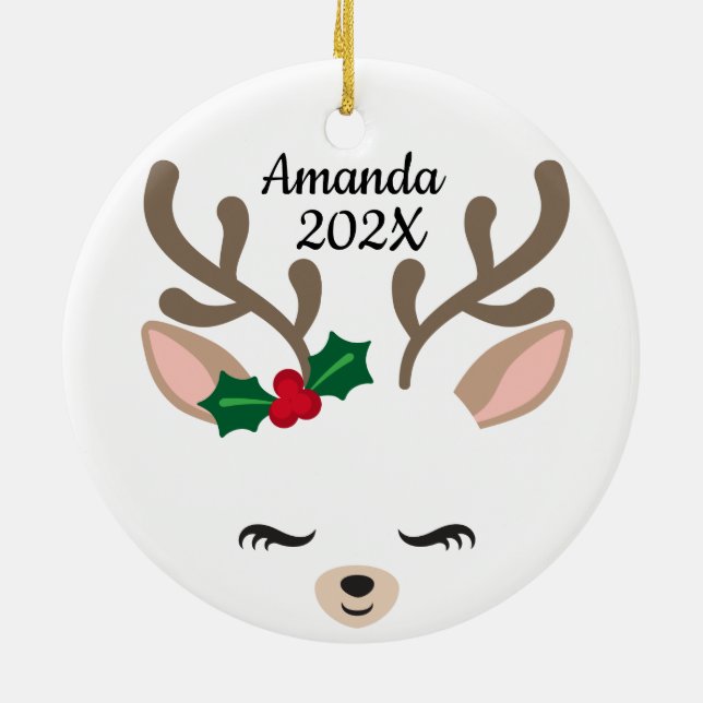 Adorno De Cerámica Pequeño reno personal (Atrás)