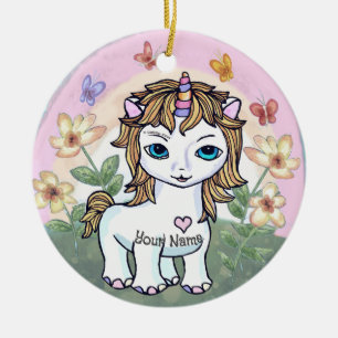 Adorno De Cerámica Pequeño Unicornio