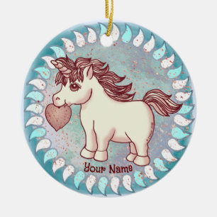 Adorno De Cerámica Pequeño Unicornio de Amor