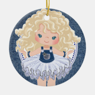 Adorno De Cerámica Pequeños Chicas rubios y Navidades de diamantes