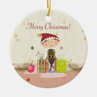 Adorno De Cerámica Pequeños Duende-Chica y regalos de Navidad