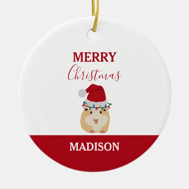 Adorno De Cerámica Pequeños Navidades Hamster Gracioso Animal Santa H (Frente)