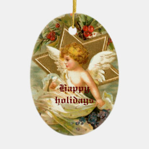 Adorno De Cerámica Pequeños Navidades lindos, ángel y estrella