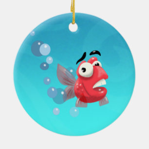 Adorno De Cerámica Pequeños peces y grandes tiburones