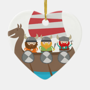 Adorno De Cerámica Pequeños Vikingos en nave