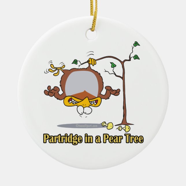 Adorno De Cerámica perdiz en peral navidades del primer día (Frente)
