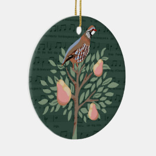 Adorno De Cerámica Perdiz en un árbol de pera Carole de Navidad en ve