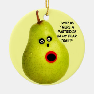 Adorno De Cerámica Perdiz en un árbol de peras Navidades
