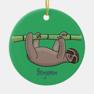 Adorno De Cerámica Pereza sonriente en el ilustracion personalizado d