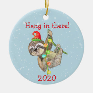 Adorno De Cerámica Perezoso Aguanta Navidad Pandemia 2020