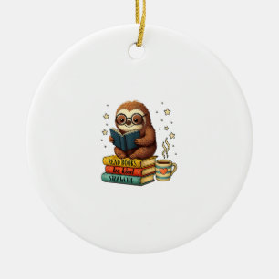 Adorno De Cerámica Perezoso Amante De Libros Leyendo Biblioteca Bibli
