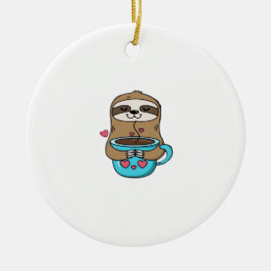 Adorno De Cerámica Perezoso Chibi Amante del Café � Perezoso Kawaii A