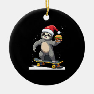 Adorno De Cerámica PEREZOSO DE NAVIDAD Perezoso divertido de skateboa