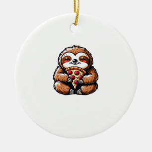 Adorno De Cerámica Perezoso divertido comiendo pizza, Camiseta clásic
