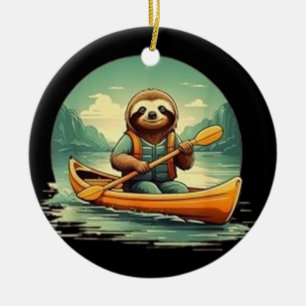 Adorno De Cerámica Perezoso en canoa amante del kayak Animales divert