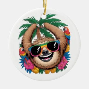 Adorno De Cerámica Perezoso Tropical Kawaii – Vibraciones Veraniegas 