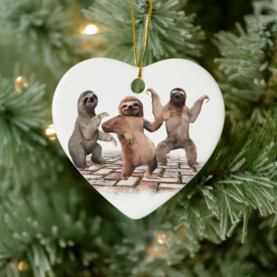 Adorno De Cerámica Perezosos bailando regalos divertidos y lindos par