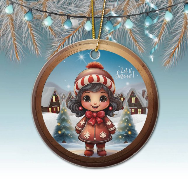 Adorno De Cerámica Perfect Gingerbread Girl Present for Her Unique 🎄 (Perfect Gingerbread Girl Present for Her, Unique Girly Ceramic Ornament, Cute Female Decor Gift 🎄)
