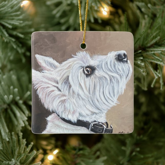 Adorno De Cerámica Perfil B de Westie (Árbol)