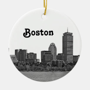 Adorno De Cerámica Perfil de Boston Grabado
