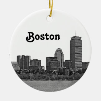 Adorno De Cerámica Perfil de Boston Grabado