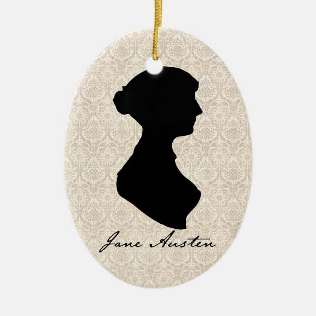 Adorno De Cerámica Perfil de la silueta de Jane Austen (Frente)