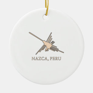 Adorno De Cerámica Periódico Geoglyph de Nazca Hummingbird