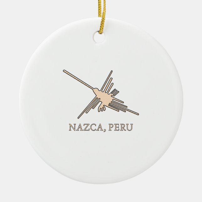 Adorno De Cerámica Periódico Geoglyph de Nazca Hummingbird (Frente)