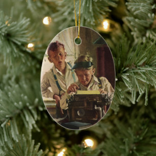 Adorno De Cerámica Periodistas de periódicos antiguos y escritores de