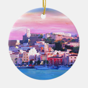 Adorno De Cerámica Perla vieja de la ciudad y del puerto de Ibiza