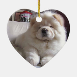 Adorno De Cerámica Perrito blanco del perro chino de perro chino del