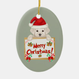 Adorno De Cerámica ¡Perrito de Labrador del navidad! ¡Para los