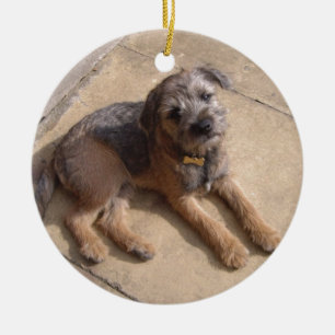 Adorno De Cerámica Perrito de Terrier de frontera