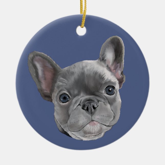Adorno De Cerámica Perrito del bulldog francés (Frente)