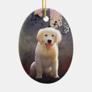 Adorno De Cerámica Perrito del golden retriever