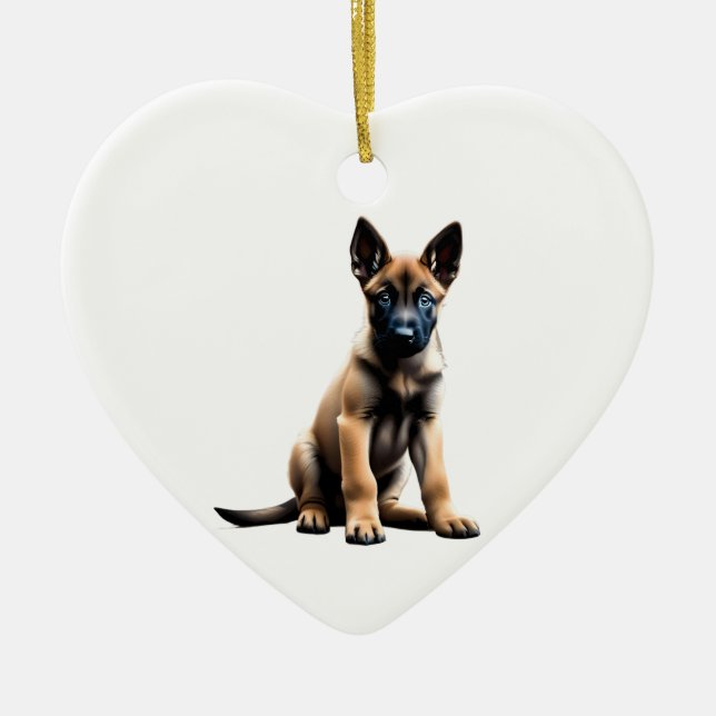 Adorno De Cerámica Perrito malinés belga personalizado (Frente)