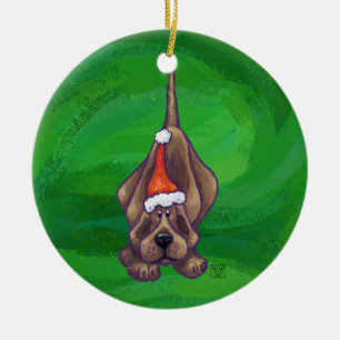 Adorno De Cerámica Perrito Navideño en Verde