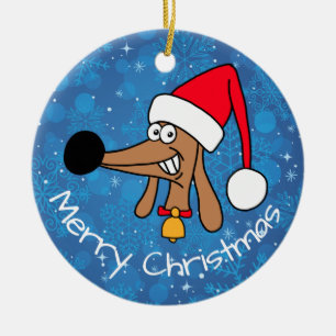 Adorno De Cerámica Perrito Navideño Festivo Dachshund