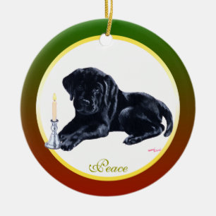 Adorno De Cerámica Perrito negro personalizado de Labrador del