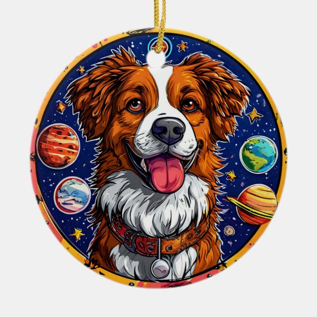 Adorno De Cerámica Perro alegre (Frente)