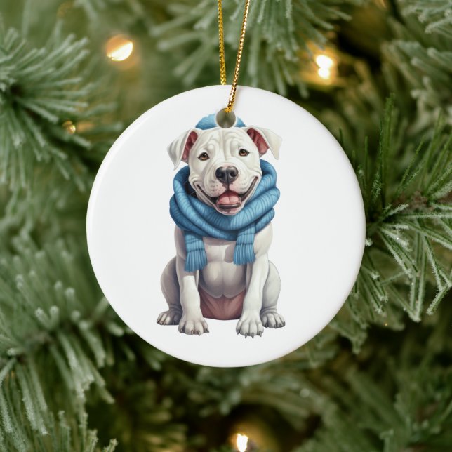 Adorno De Cerámica Perro argentino personalizado (Árbol)