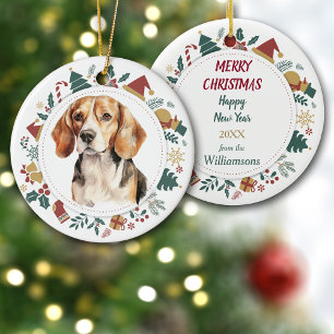 Adorno De Cerámica Perro Beagle enmarcado con imágenes de Navidades