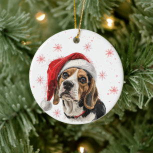 Adorno De Cerámica Perro Beagle Navidad Personalizado