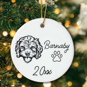 Adorno De Cerámica Perro Bichon Frise Nombre Personalizado y Línea Ar