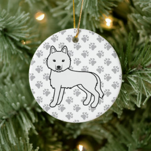 Adorno De Cerámica Perro blanco siberiano Husky lindo de caricatura
