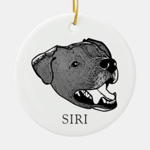 Adorno De Cerámica Perro Blanco Y Negro Personalizado