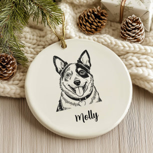 Adorno De Cerámica Perro Blue Heeler Personalizado Navidad