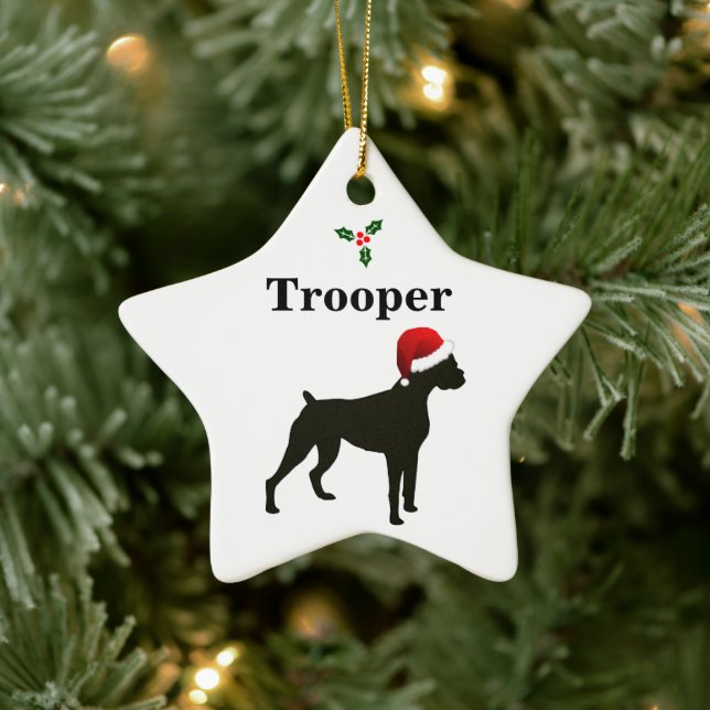 Adorno De Cerámica Perro Boxer Personalizado (Árbol)