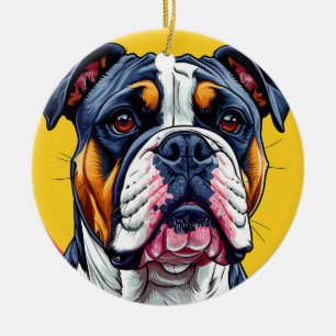 Adorno De Cerámica Perro Bulldog Australiano