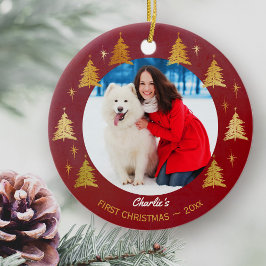 Adorno De Cerámica Perro cachorro primer Personalizado de Navidad Mas